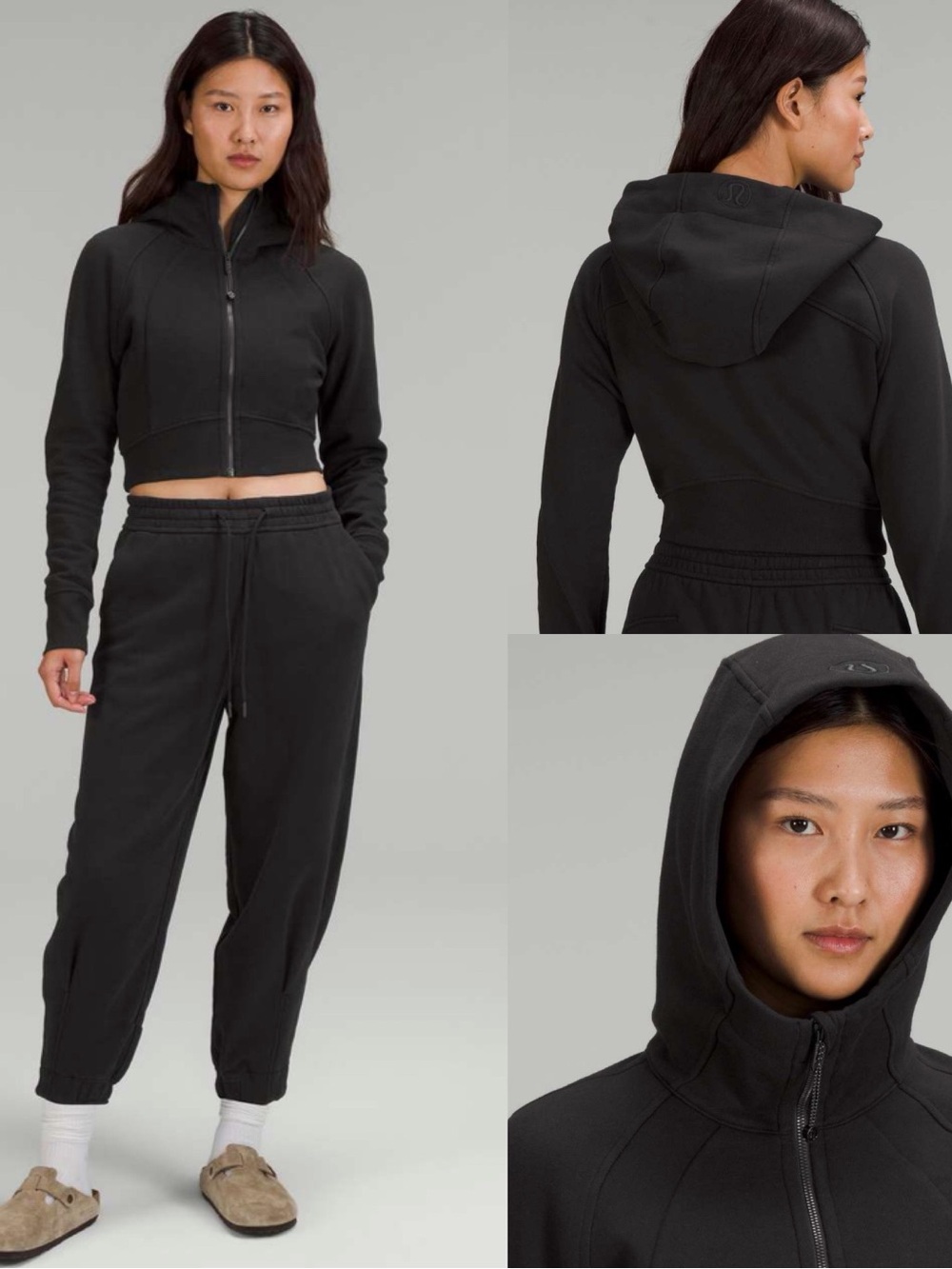 Lululemon Scuba Full Zip Cropped Hoodie BLACK